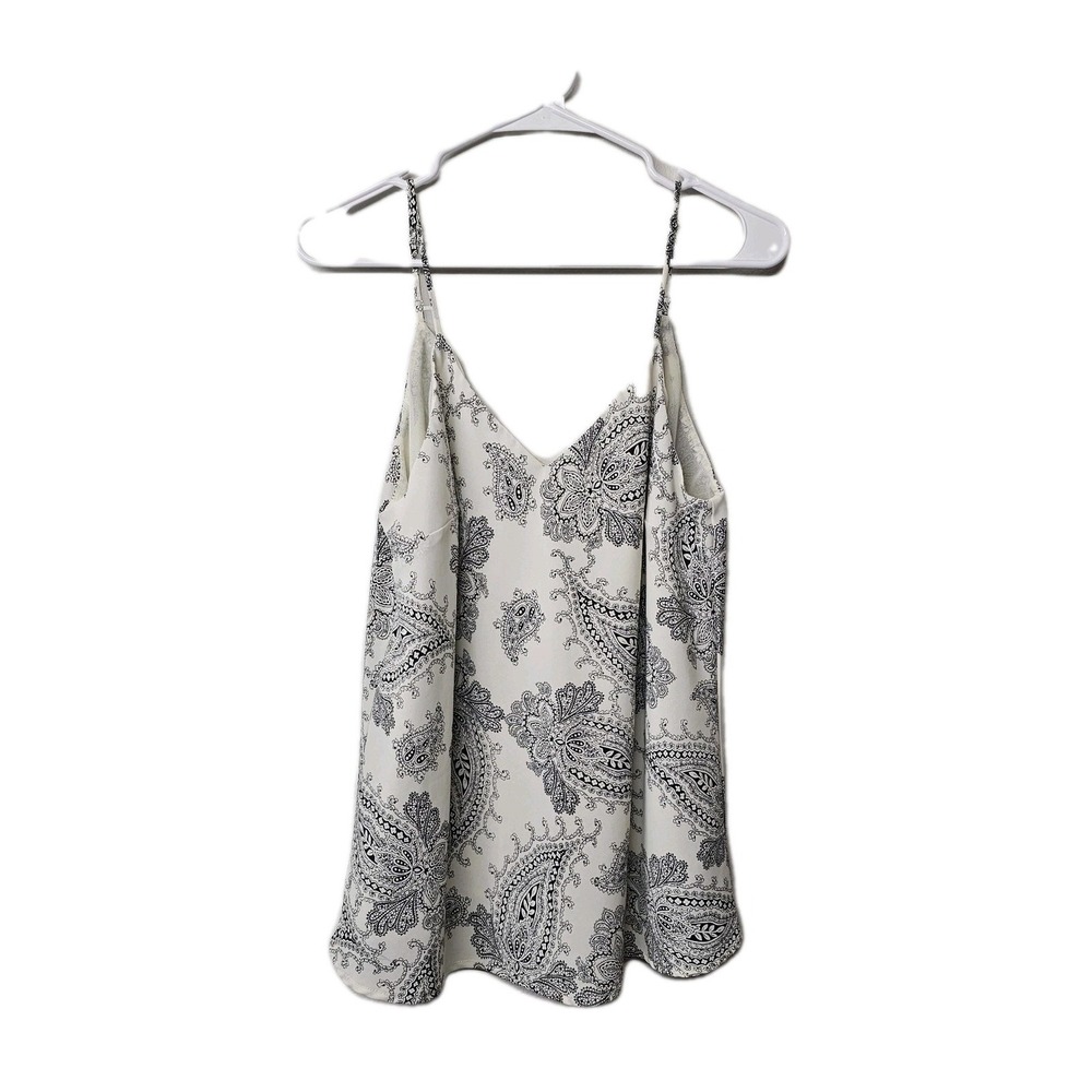 Olivia Grey Paisley Print Cami Top Medium‎ V Neck Adjustable Straps Chiffon